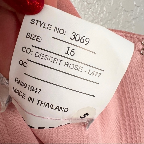 Dessy Collection NWOT Bustier Crepe Midi Dress, Desert Rose 16 - Bow Straps - Picture 11 of 12